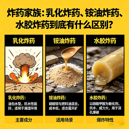 西昌炸药家族：乳化炸药、铵油炸药、水胶炸药到底有什么区别？